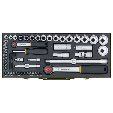 Truse si seturi de unelte - Trusa de chei tubulare de 1/4' si 1/2', Proxxon 23040, 56 buc