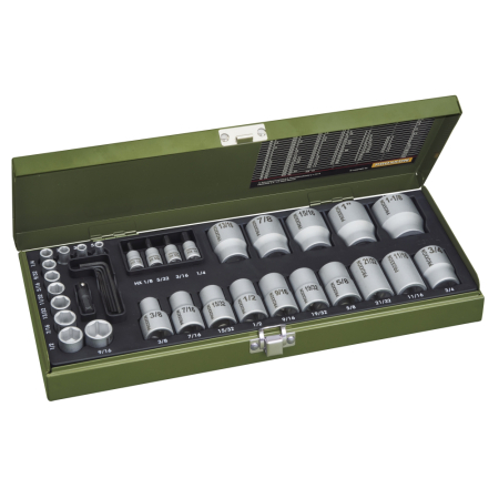 Truse si seturi de unelte - Trusa tubulare si biti, 36 de piese pentru dimensiuni în inch, 1/4' si 1/2', Proxxon 23114