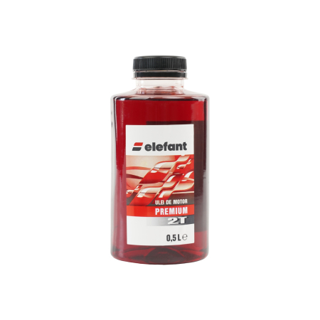 Întreținere casă și fermă - Ulei 0.5L, rosu amestec, motoare 2T, 30 ml/l, Elefant