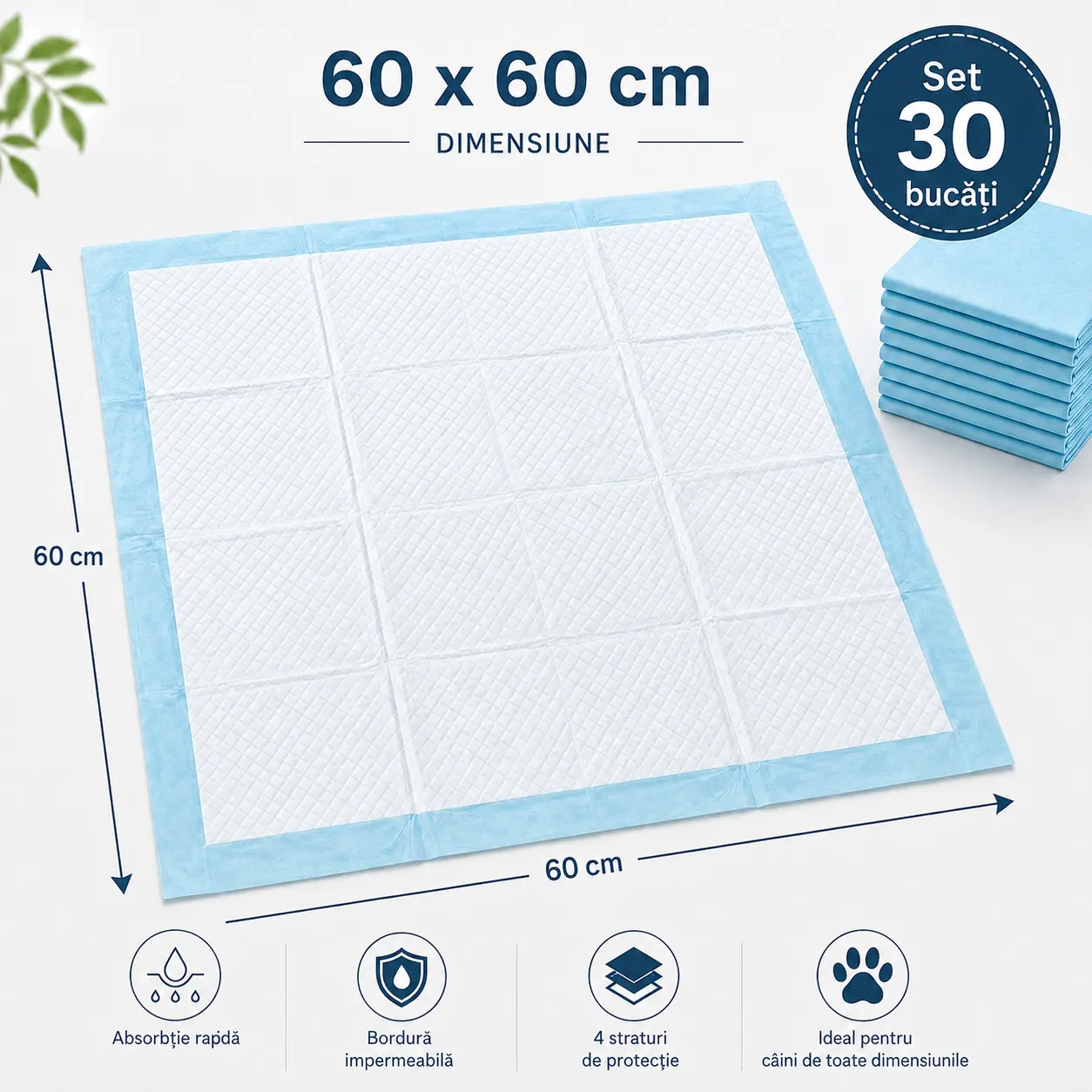 Descriere covorase absorbante pentru catei 60x60cm