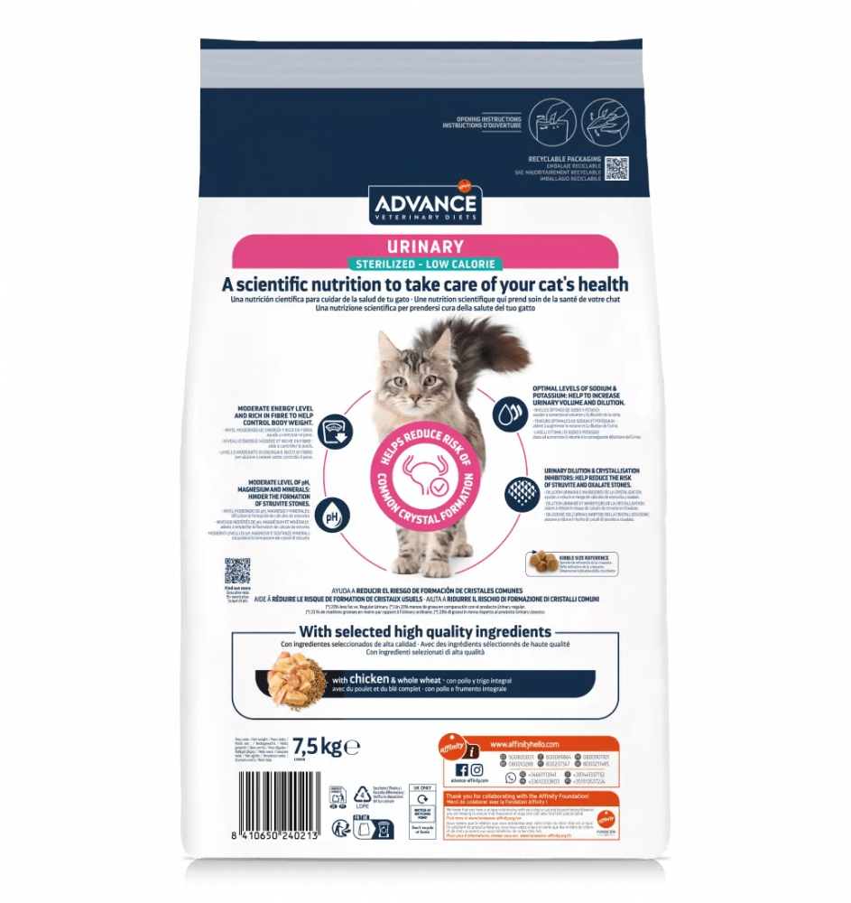 Advance Veterinary Diets Cat Urinary Sterilized Low Calorie 7.5kg [2]