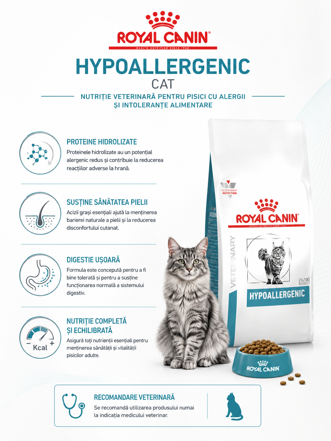 Royal Canin Hypoallergenic Cat 4.5kg pentru pisici cu alergii alimentare [2]