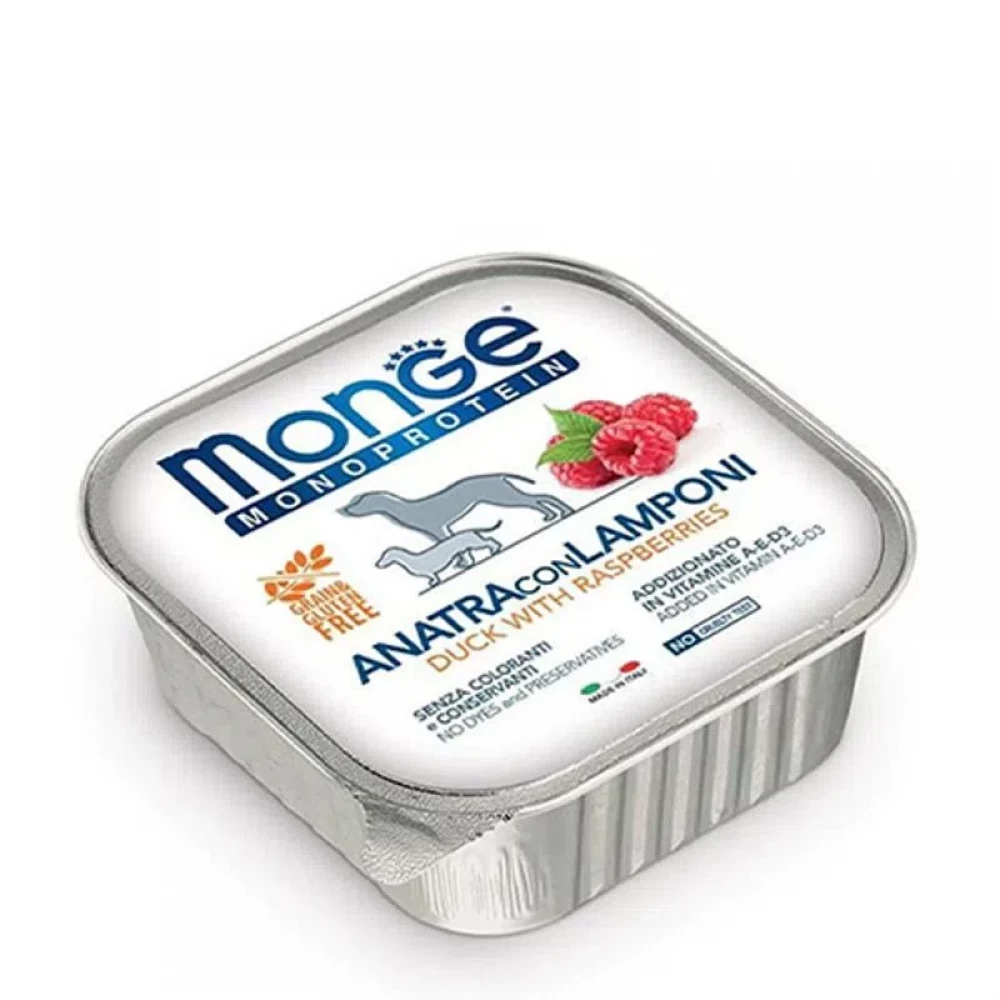 Monge Dog Monoprotein Rață cu Zmeură Pate 150g pentru câini adulți [1]