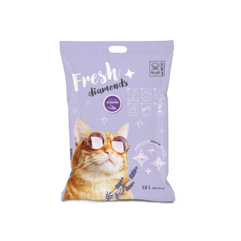 Nisip pisici - Nisip Silicat cu Lavanda FRESH DIAMONDS 5L M-PETS