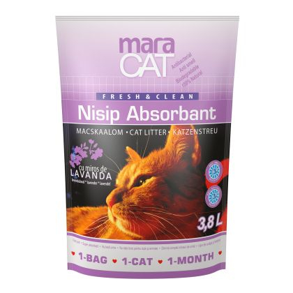 Nisip, Asternut Igienic, Litiere pentru Pisici - Nisip litiera pisici Maracat Silicat cu Lavanda, 3.8 L