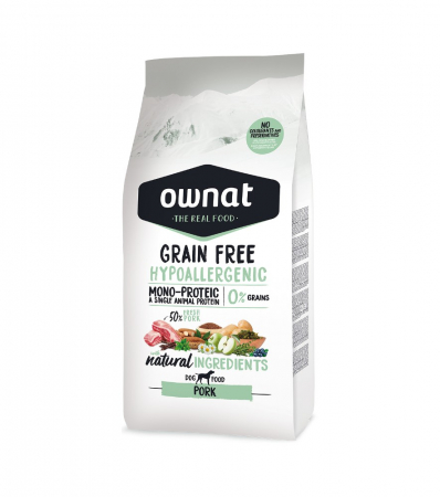 Diete veterinare - OWNAT GRAIN FREE CAINE HYPOALLERGENIC CU CARNE DE PORC 12 KG
