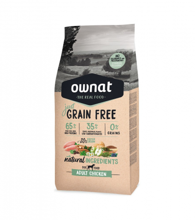 Hrană uscată - OWNAT JUST GRAIN FREE ADULT PUI 14 KG