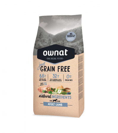 Hrană uscată - OWNAT JUST GRAIN FREE ADULT MIEL 14 KG