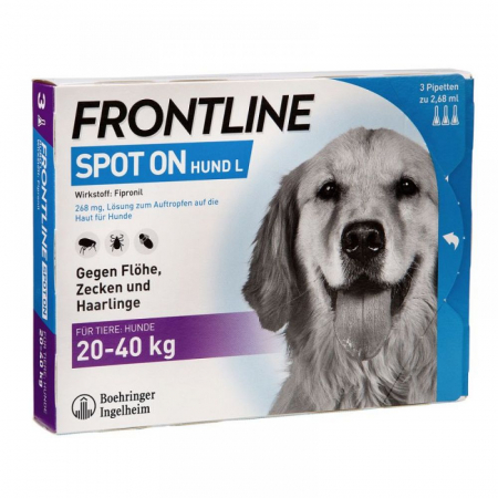 Antiparazitare - Pipete Antiparazitare Caini, Frontline Spot-On Dog L (20-40 kg) x 3 pipete