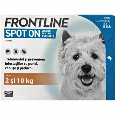 Antiparazitare - Pipete Antiparazitare Caini, Frontline Spot-On Dog S (2-10 kg) x 3 pipete