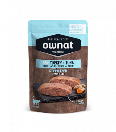 Hrană umedă - PLICULEȚ  OWNAT CURCAN & TON PISICI STERILIZATE 85 G