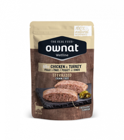 Hrană umedă - PLICULEȚ  OWNAT PUI & CURCAN PISICI STERILIZATE 85 G