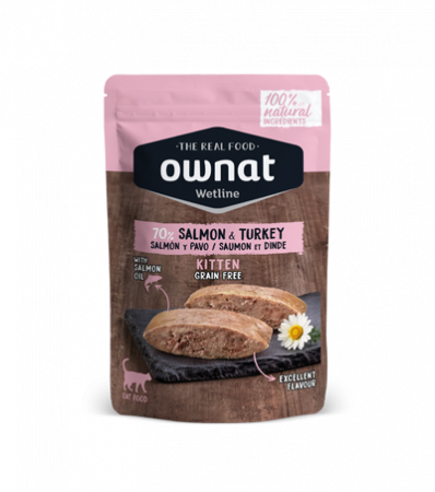 Hrană umedă - PLICULEȚ  OWNAT SOMON & CURCAN 85 G