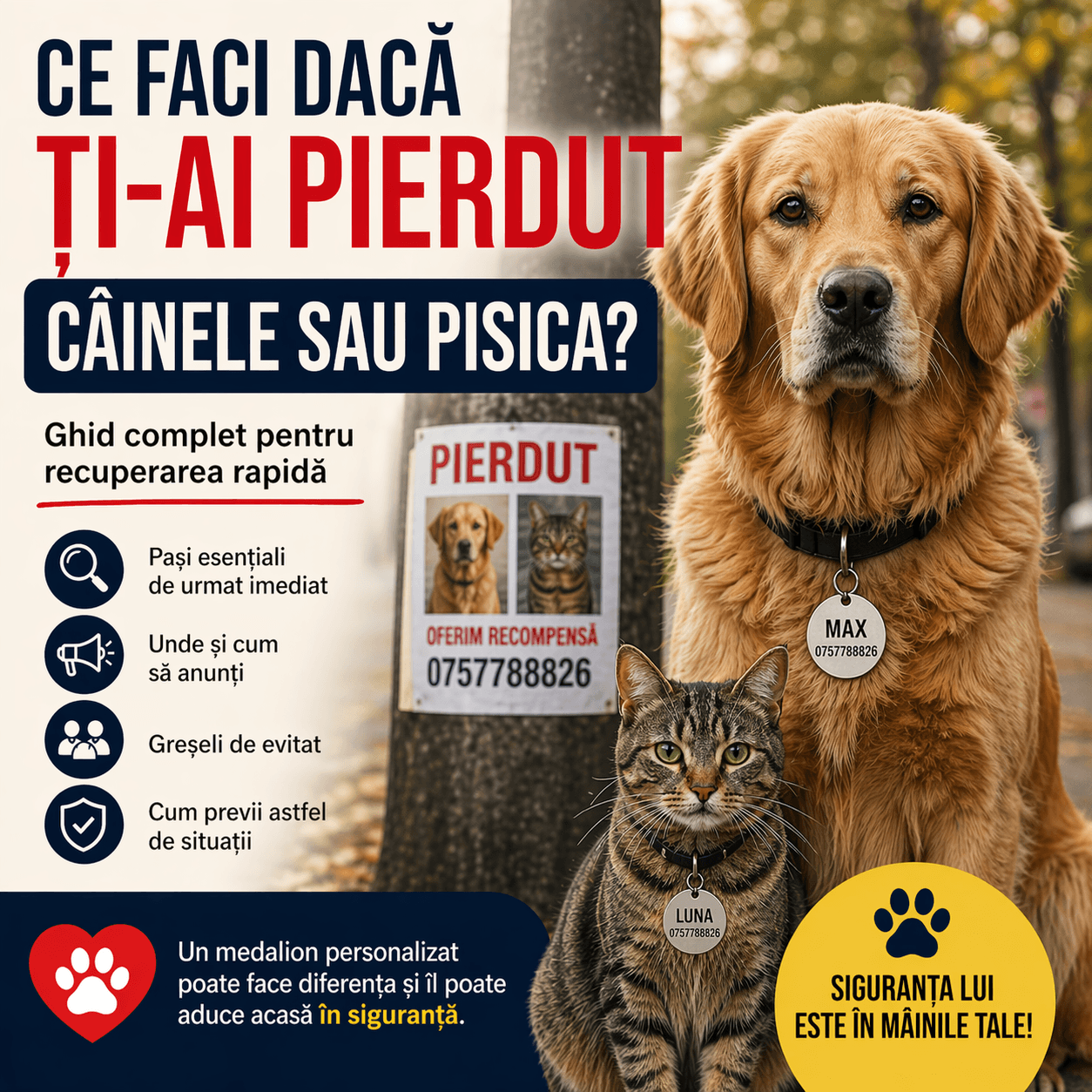Ce faci dacă ți-ai pierdut câinele sau pisica – ghid complet pentru recuperarea rapidă