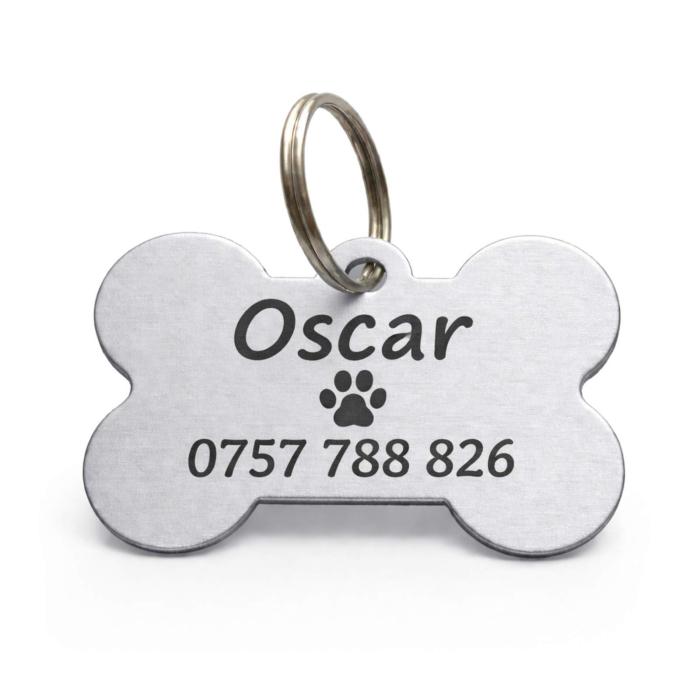 Medalion Câine Personalizat cu Nume și Date de Contact – Formă de Os, Aluminiu Portocaliu [6]