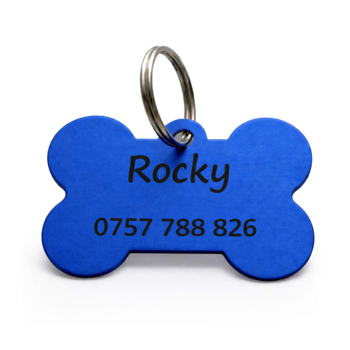Medalion Câine Personalizat cu Nume și Date de Contact – Formă de Os, Aluminiu Portocaliu [5]