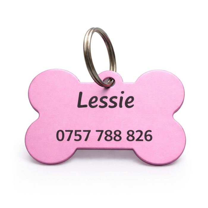 Medalion Câine Personalizat cu Nume și Date de Contact – Formă de Os, Aluminiu Portocaliu [4]