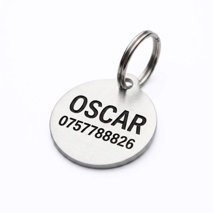 Medalion Personalizat pentru Câini și Pisici – Rotund, 25 mm, Aluminiu Roz [5]