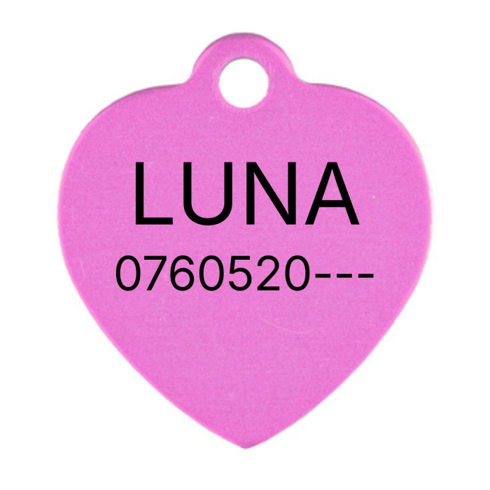 Medalion Personalizat pentru Câini și Pisici – Formă de Inimă, Aluminiu Auriu [4]