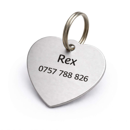 Medalioane Pisici - Medalion Personalizat pentru Câini și Pisici – Formă de Inimă, Aluminiu Argintiu