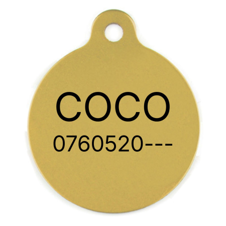 Medalioane Pisici - Medalion Personalizat pentru Câini și Pisici – Rotund, 25 mm, Aluminiu Auriu