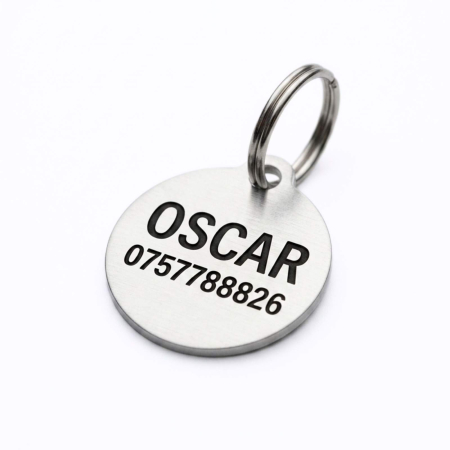 Medalioane Pisici - Medalion Personalizat pentru Câini și Pisici – Rotund, 25 mm, Aluminiu Argintiu