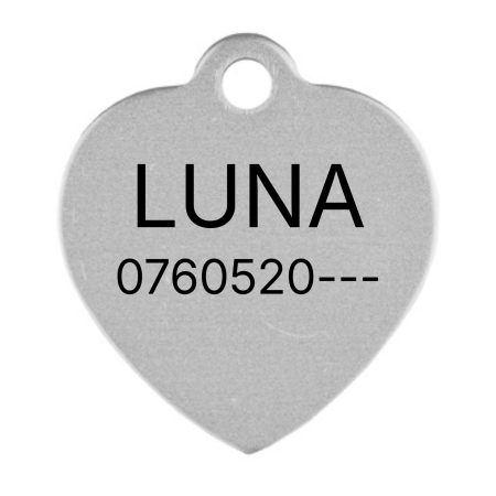 Medalioane Pisici - Medalion Personalizat pentru Câini și Pisici – Formă de Inimă, Aluminiu Argintiu