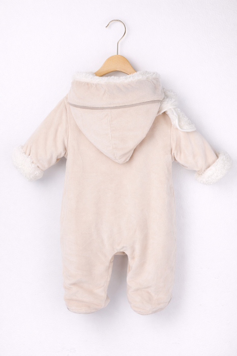 Combinezon călduros bebe unisex 0–9 luni crem cu fular și borsetă [2]