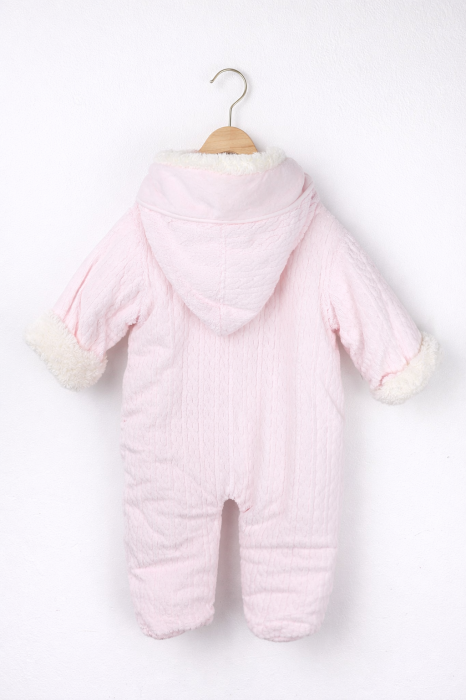 Combinezon călduros fetițe 0–9 luni roz cu fular și borsetă [2]
