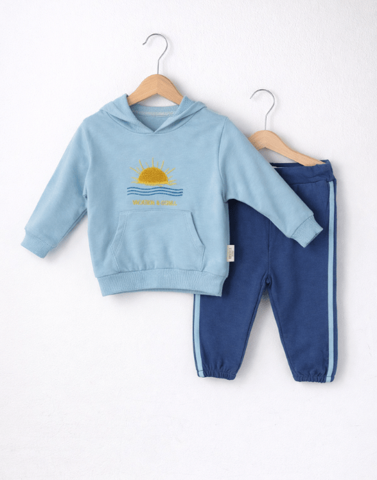 Set băieți 2 piese cu hanorac bleu și pantaloni albaștri [3]