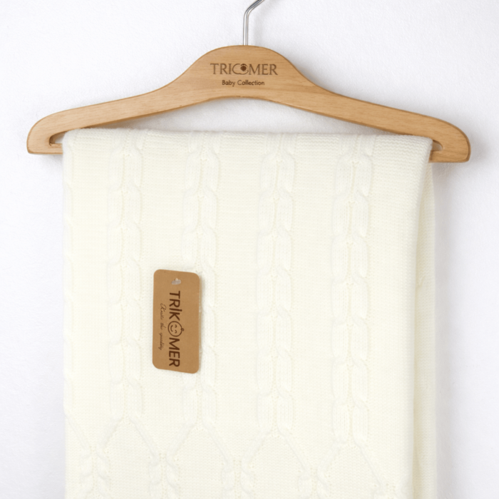 Pătură bebe albă din tricot moale [2]