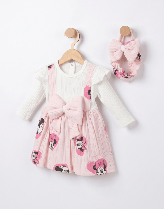 Rochiță roz pentru fetițe cu bentiță și model Minnie [2]
