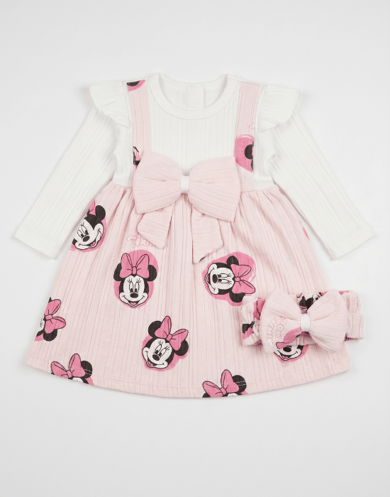 Rochiță roz pentru fetițe cu bentiță și model Minnie [3]