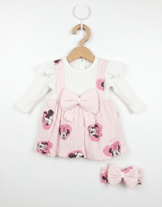 Rochiță roz pentru fetițe cu bentiță și model Minnie [4]