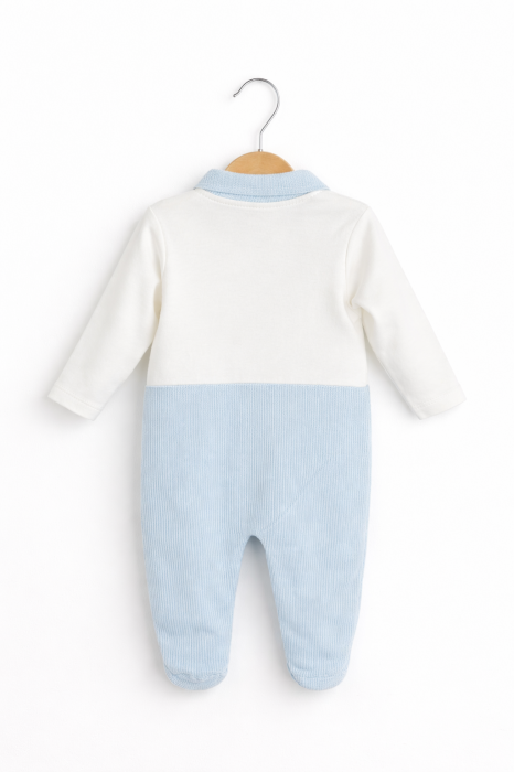 Salopetă băieți din bumbac 100% alb-albastru, 0–6 luni | Petino [2]