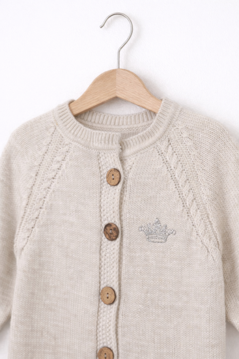 Salopetă bebe tricotată bej unisex – 6–18 luni | Petino [2]