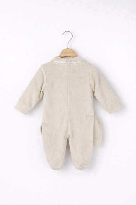 Salopetă elegantă bej pentru băieți cu papion fes și mănuși [2]