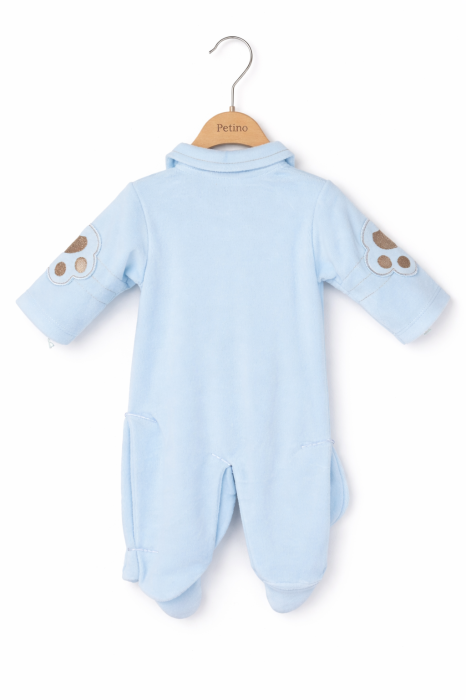 Salopetă pufoasă băieți 0–9 luni albastru deschis cu pisicuțe [2]