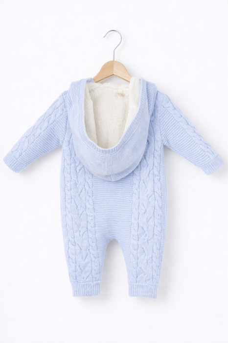 Salopetă tricotată pentru bebeluși, căptușită cu blăniță [2]