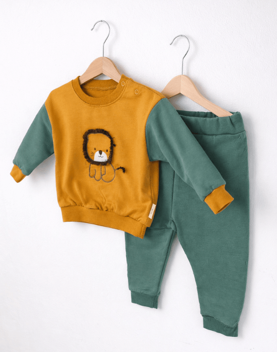 Set băieți 2 piese din 100% bumbac cu bluziță leu și pantaloni [2]