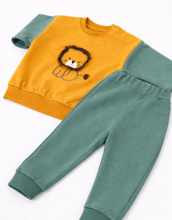 Set băieți 2 piese din 100% bumbac cu bluziță leu și pantaloni [3]
