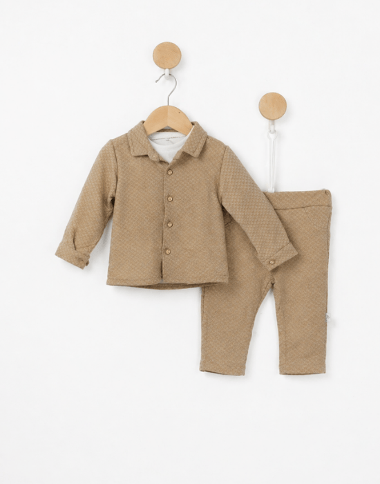 Set băieți 3 piese bej cu jachetă și pantalon | 6–18 luni [2]