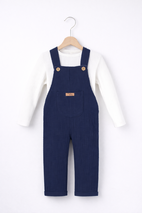 Set băieți 3 piese body salopetă vestă bumbac 6–24 luni [2]