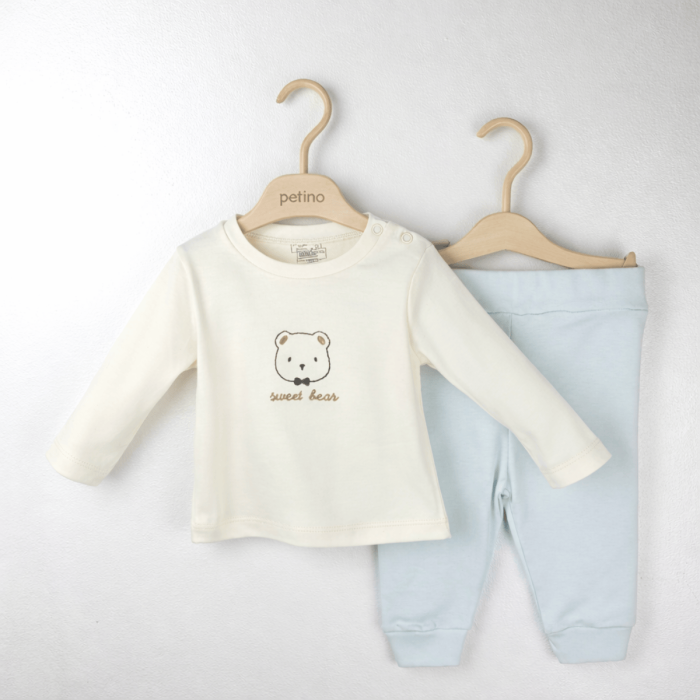 Set băieți 3 piese albastru din bumbac 100% cu vestă [2]