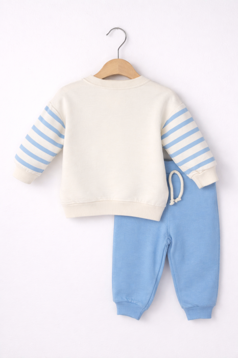 Set băieți din bumbac 100%, bluză și pantaloni cu leu | Petino [2]