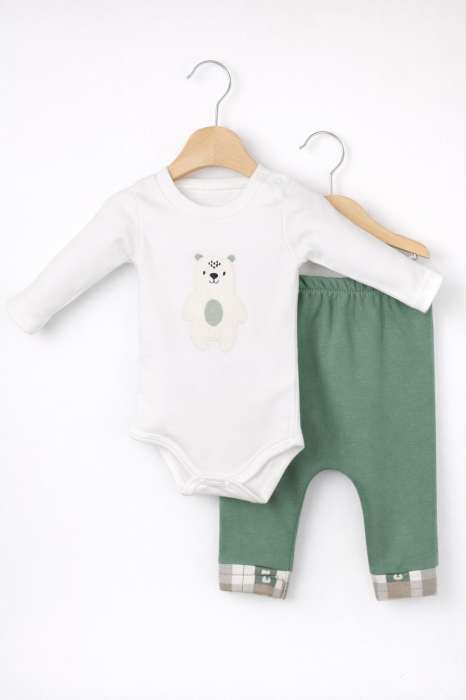 Set băieți bumbac 100% cu body și pantaloni | Petino [2]