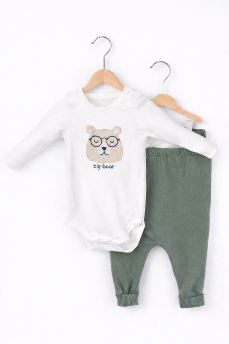 Set băieți din bumbac cu ursuleți – 3 piese (body, jachetă, pantaloni) [2]