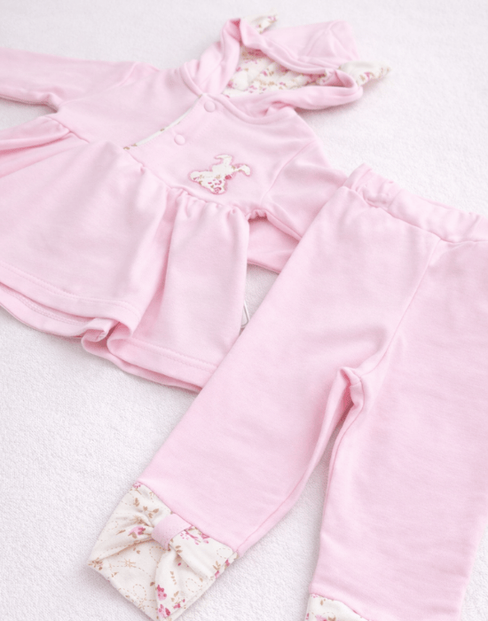 Set bebe fetițe roz 2 piese cu bluză și pantaloni | 6–18 luni [2]