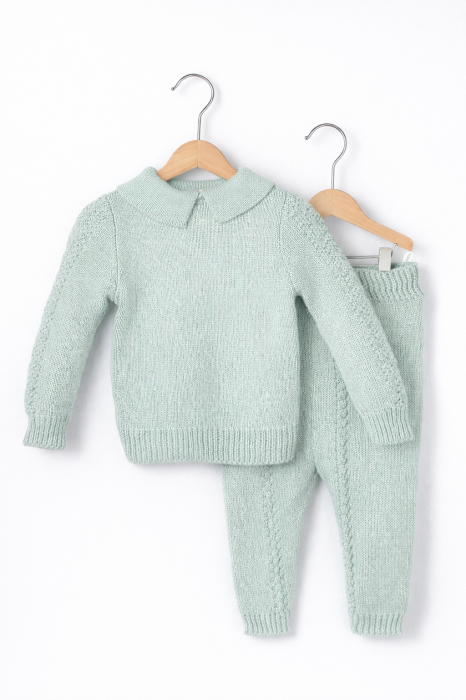 Set bebe tricotat unisex verde menta [2]