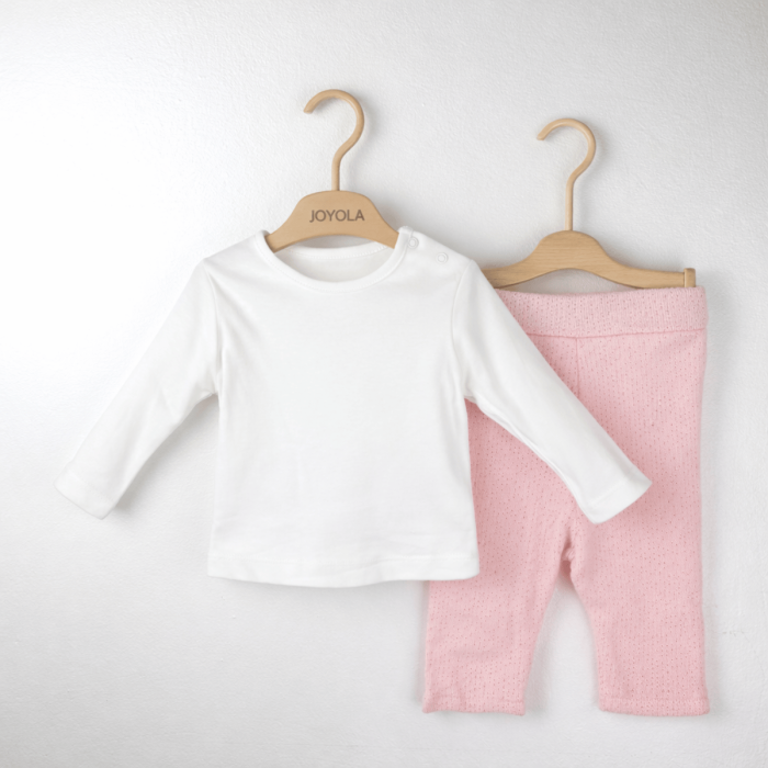 Set fetiță 3 piese roz din bumbac 100% cu jachetă [2]